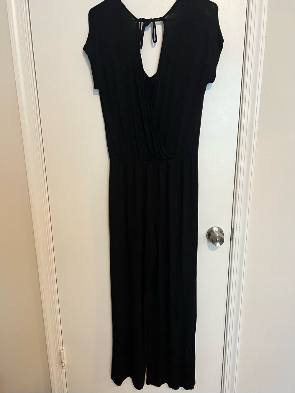 Black Women’s Maxi Jumpsuit with Back Tie